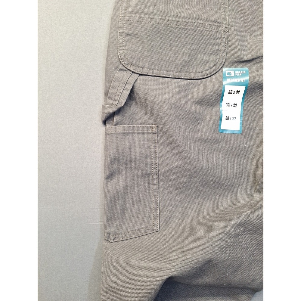 Carhartt Carpenter Pants Mens 38x32 Gray Canvas Rugged Flex Relaxed Fit Workwear - Picture 12 of 15